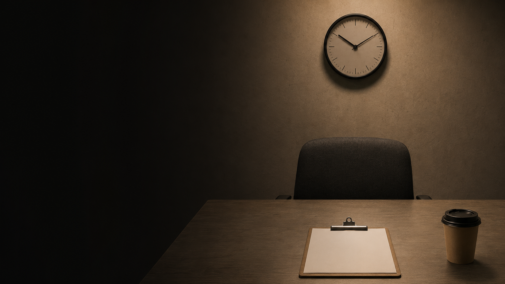 An empty administrative office prepared for Exit Interview.